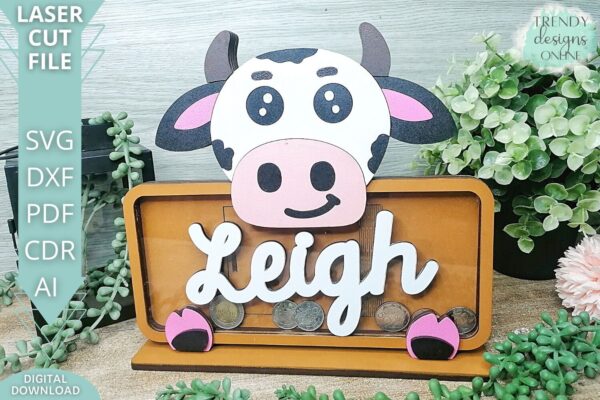 Cow Money Bank svg, Piggy Bank Box svg, Coin Box svg