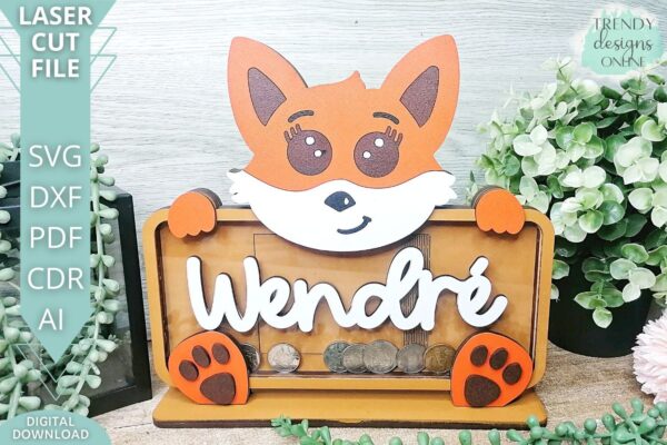 Fox Money Bank svg, Piggy Bank Box svg, Coin Box svg