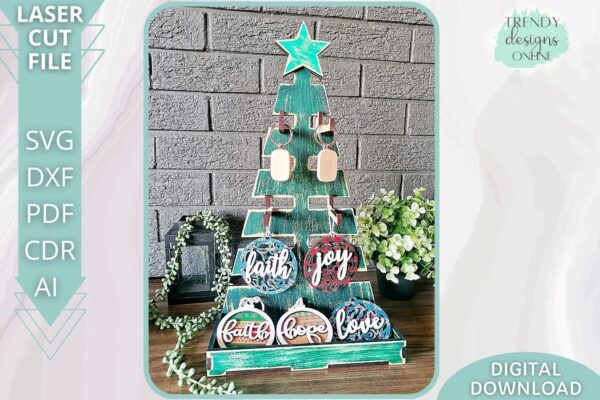 Ornaments Display Christmas tree svg file, Keychains Display Svg file