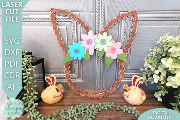 Easter Floral Bunny SVG File, Easter DIY Paint kit svg
