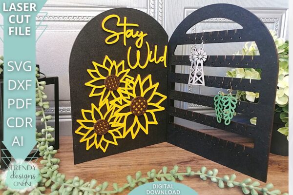 Stay Wild Sunflower Earrings stand File