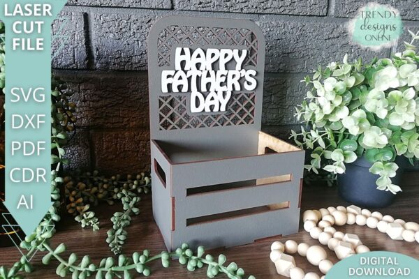 Happy Father's day mini crate svg file, Dad treats box svg