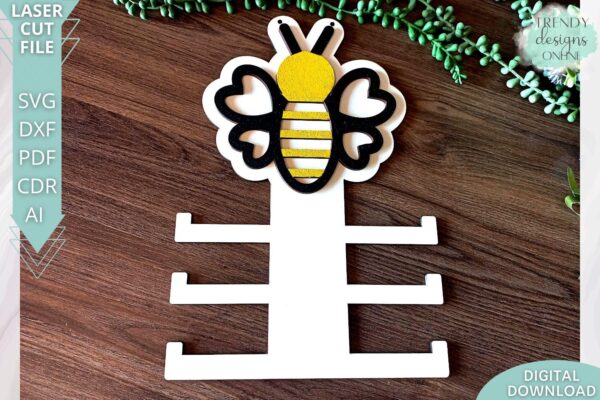 Bee Bows holder svg file, Kids Scrunchie holder svg