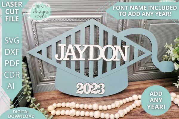 Graduation Cap Sign svg file, Striped Graduation Hat photo PROP svg file