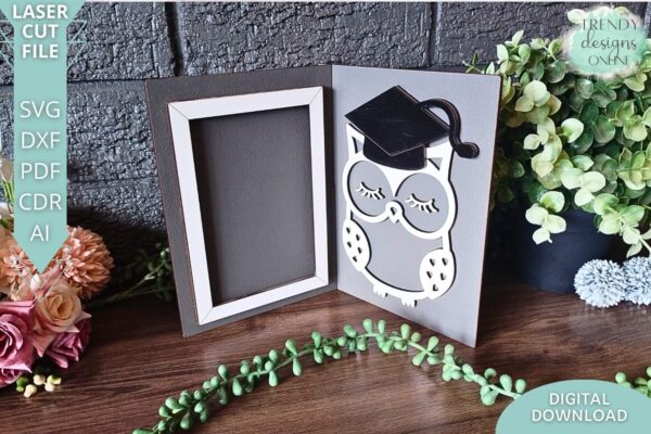 Graduation Photo frame svg, Owl with Graduation Hat svg